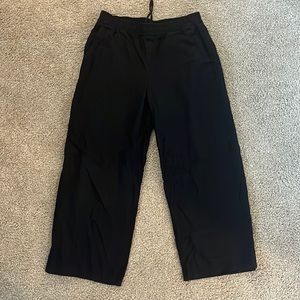 High-rise Black Linen Drawstring Pant